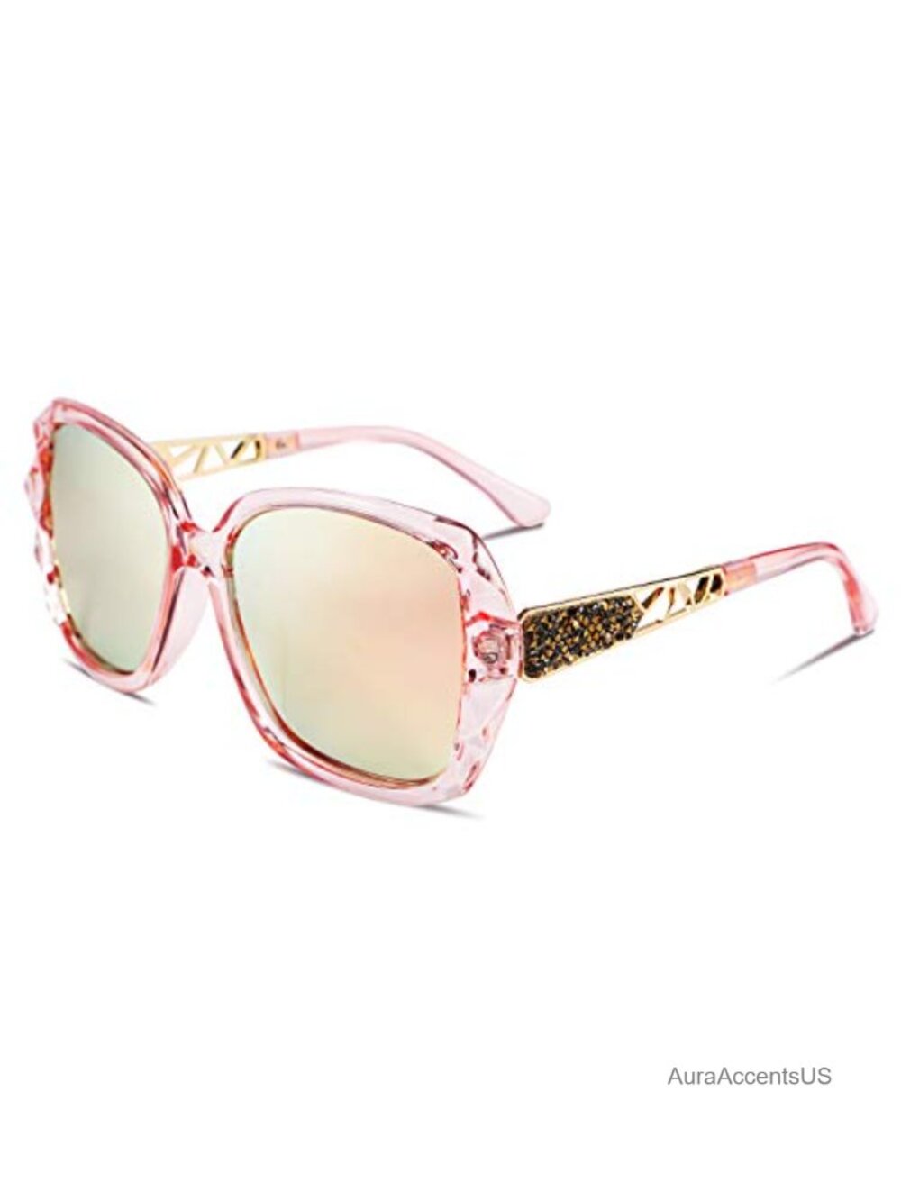 Oversized Square Polarized Sunglasses Rhinestone Temples Glare-Free UV